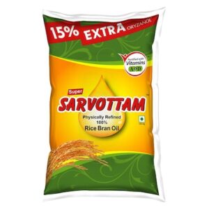 Super Sarvottam Physically refined Rice Bran Oil Pouch  (1 L)